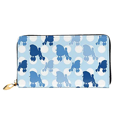 DANLIM Blue Poodle Polka Dot Damen Leder Geldbörse Große Kapazität Kreditkartenhalter Handy Handgelenkschlaufe Geldbörse Schwarz Einheitsgröße Schwarz Einheitsgröße Schwarz, Schwarz , Einheitsgröße von DANLIM