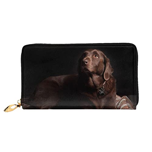 DANLIM Brown Labrador Retriever Damen Leder Geldbörse Große Kapazität Kreditkartenhalter Handy Handgelenkschlaufe Geldbörse, Schwarz, Einheitsgröße, Schwarz, Einheitsgröße, Schwarz , Einheitsgröße von DANLIM