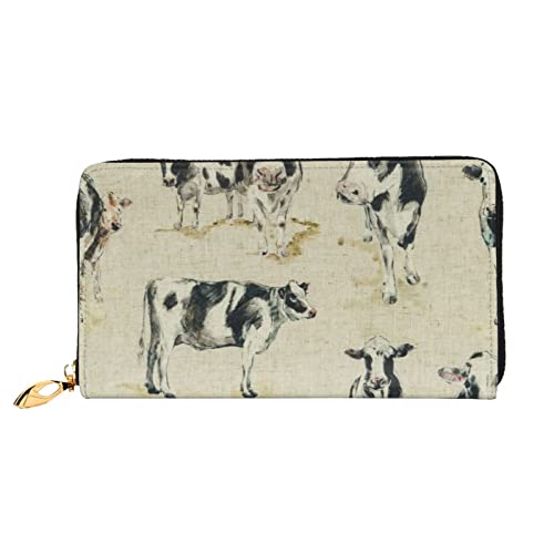 DANLIM Cow Background Damen Leder Geldbörse Handheld Bag Kartentasche Reißverschluss Geldbörse, Schwarz, Einheitsgröße von DANLIM