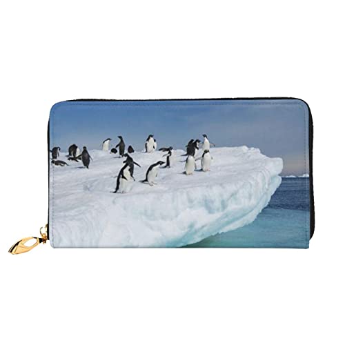 DANLIM Damen Leder Geldbörse Handheld Bag Kartentasche Reißverschluss Geldbörse Blüte Sonnenblume, Snow Mountain Pinguin, Einheitsgröße von DANLIM