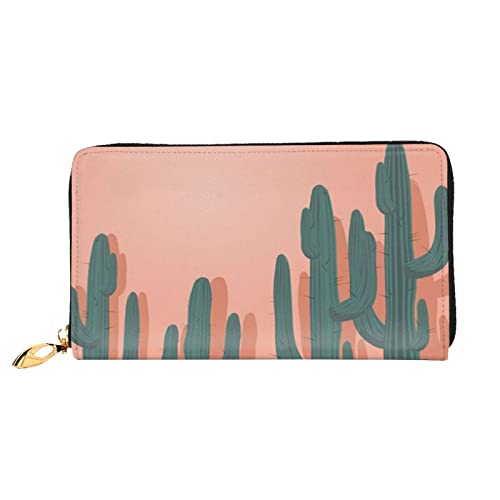DANLIM Damen Leder Geldbörse Handheld Tasche Kartentasche Reißverschluss Geldbörse Grün Kaktus, Grüner Kaktus, Einheitsgröße von DANLIM