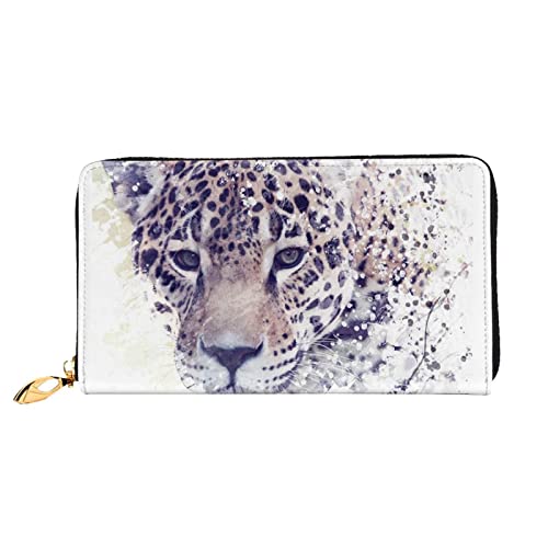 DANLIM Damen Leder Geldbörse Handheld Tasche Kartentasche Reißverschluss Geldbörse Leopard Malerei, Leopardenmuster, Einheitsgröße von DANLIM