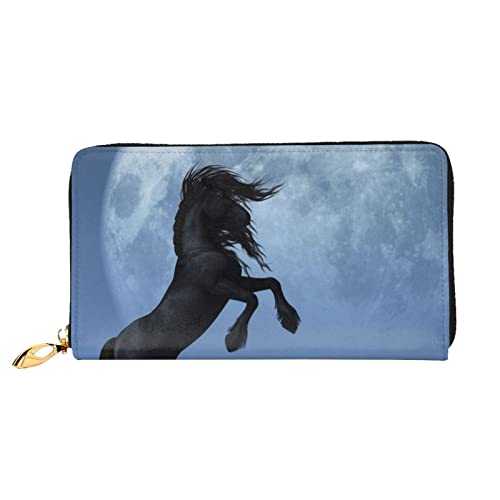DANLIM Damen Leder Geldbörse Handheld Tasche Kartentasche Reißverschluss Geldbörse Mond Pferd, Mondpferd, Einheitsgröße von DANLIM