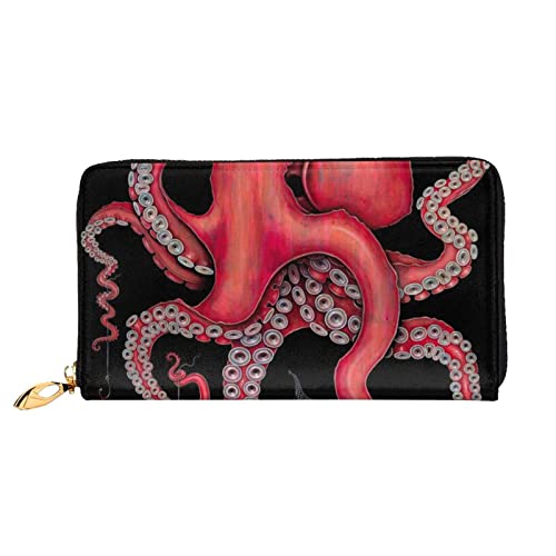 DANLIM Damen Leder Geldbörse Handheld Tasche Kartentasche Reißverschluss Geldbörse Octopus Verflochten, Octopus ineinander verschlungen, Einheitsgröße von DANLIM