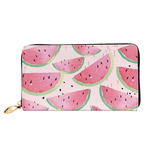 DANLIM Damen Leder Geldbörse Handheld Tasche Kartentasche Reißverschluss Geldbörse Wassermelone Frisches Obst, Wassermelone Frisches Obst, Einheitsgröße von DANLIM