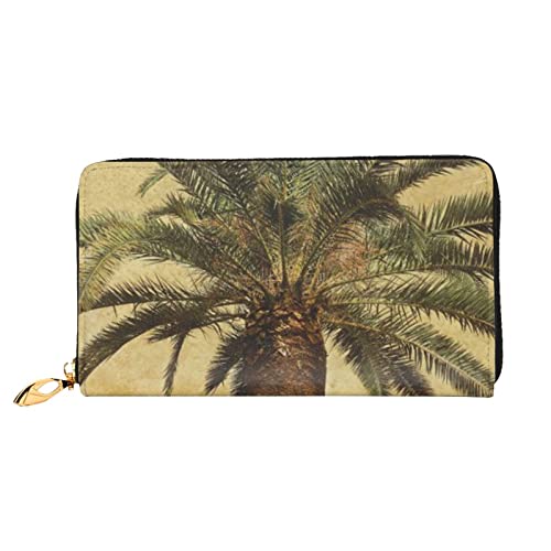 DANLIM Damen Leder Geldbörse Handtasche Kartentasche Reißverschluss Geldbörse Blau Eule, Palme Tropical, Einheitsgröße von DANLIM