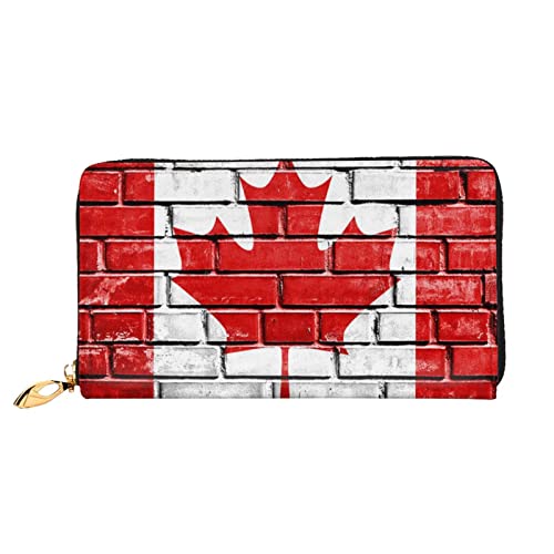 DANLIM Damen Leder Geldbörse Handtasche Kartentasche Reißverschluss Geldbörse Kanadische Flagge, Kanadische Flagge, Einheitsgröße von DANLIM