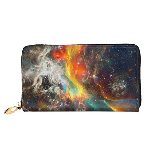 DANLIM Damen Leder Geldbörse Handtasche Kartentasche Reißverschluss Geldbörse Louvre Museum in Paris, Universe Galaxy, Einheitsgröße von DANLIM