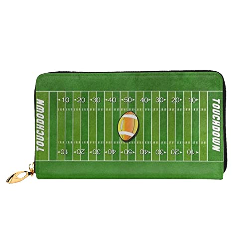 DANLIM Damen Leder Geldbörse Handtasche Kartentasche Reißverschluss Geldbörse Mädchen an einem windigen Strand, American Football Field Ball Sport, Einheitsgröße von DANLIM