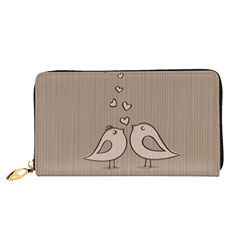 DANLIM Damen Leder Geldbörse Handtasche Kartentasche Reißverschluss Geldbörse Pink Flamingo, Love Birdie Stripe, Einheitsgröße von DANLIM