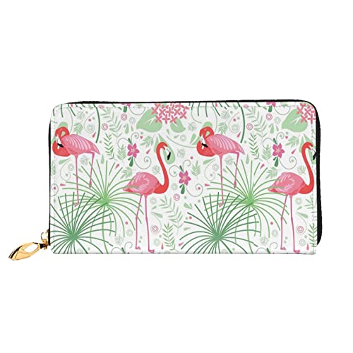 DANLIM Damen Leder Geldbörse Handtasche Kartentasche Reißverschluss Geldbörse Schöne Flasche unter dem Nachthimmel, Floral Flamingo Botanik, Einheitsgröße von DANLIM