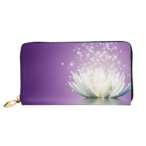 DANLIM Lotus Flower Purple Damen Leder Geldbörse Große Kapazität Kreditkartenhalter Handy Handgelenkschlaufe Geldbörse, Schwarz, Einheitsgröße, Schwarz, Einheitsgröße, Schwarz , Einheitsgröße von DANLIM