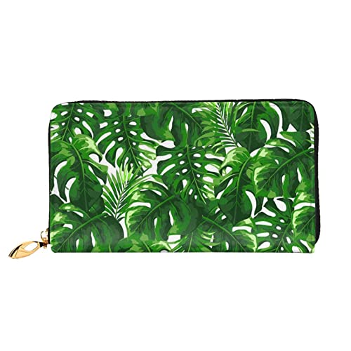 DANLIM Monstera Deliciosa Banana Palm Damen Leder Geldbörse Große Kapazität Kreditkartenetui Handy Handgelenkschlaufe Geldbörse, Schwarz, Einheitsgröße, Schwarz, Einheitsgröße, Schwarz , Einheitsgröße von DANLIM