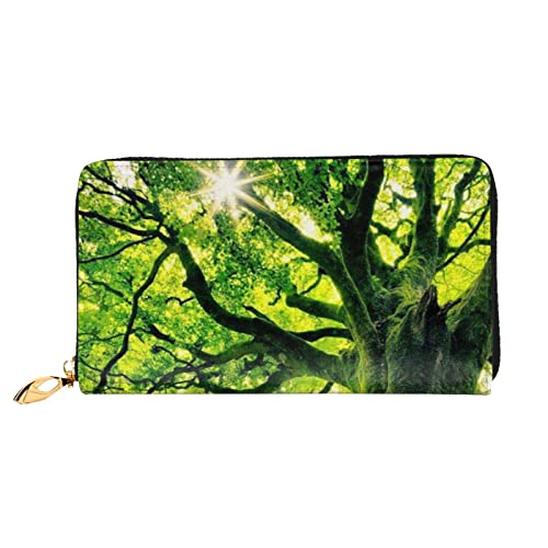 DANLIM Nature Green Big Tree Damen Leder Geldbörse Handtasche Kartentasche Reißverschluss Geldbörse, Schwarz, Einheitsgröße von DANLIM