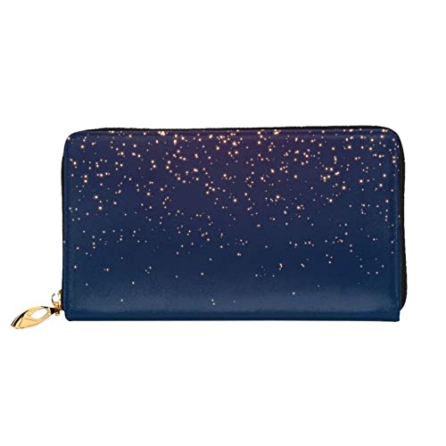 DANLIM Navy Blue Sky And Stars Damen Leder Geldbörse Große Kapazität Kreditkartenetui Handy Handgelenkschlaufe Geldbörse Schwarz Einheitsgröße Schwarz Einheitsgröße, Schwarz , Einheitsgröße von DANLIM