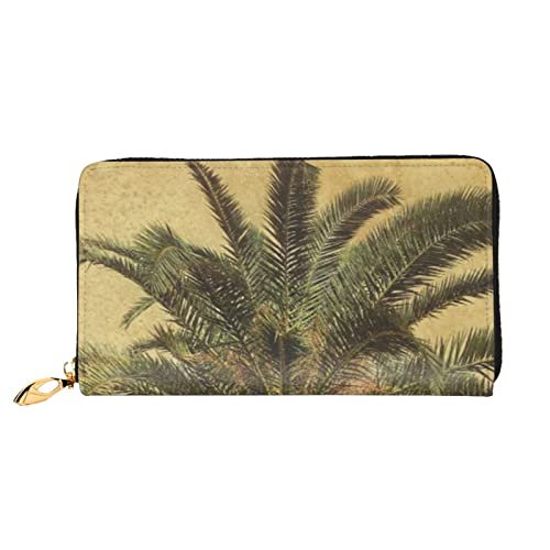 DANLIM Palm Tropical Damen Leder Geldbörse Handtasche Kartentasche Reißverschluss Geldbörse, Schwarz, Einheitsgröße von DANLIM