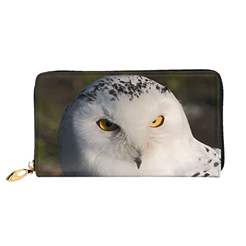 DANLIM Snowy Owl Eyes Damen Leder Geldbörse Große Kapazität Kreditkartenhalter Handy Handgelenkschlaufe Geldbörse, Schwarz, Einheitsgröße, Schwarz, Einheitsgröße, Schwarz , Einheitsgröße von DANLIM