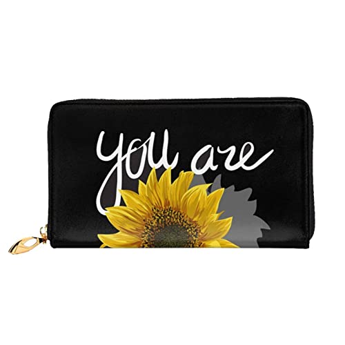 DANLIM Sunflower Damen Leder Geldbörse Handtasche Kartentasche Reißverschluss Geldbörse, Schwarz, Einheitsgröße von DANLIM