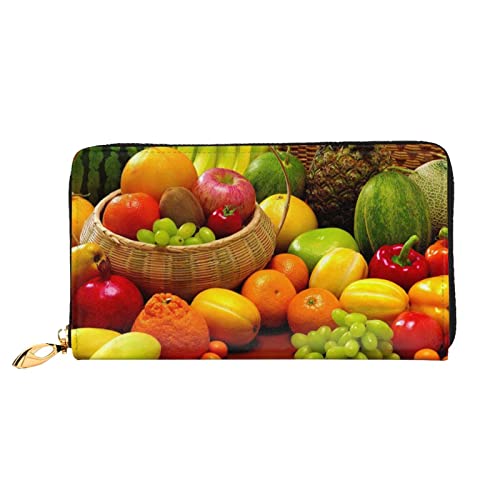 DANLIM Variety Fresh Vegetables Fruits Damen Leder Geldbörse Große Kapazität Kreditkartenhalter Handy Handgelenkschlaufe Geldbörse, Schwarz, Einheitsgröße, Schwarz, Einheitsgröße, Schwarz , Einheitsgröße von DANLIM