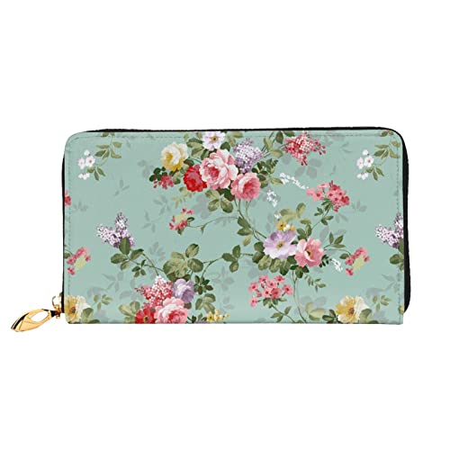 DANLIM Vintage Floral Blumen Damen Leder Geldbörse Große Kapazität Kreditkartenhalter Handy Handgelenkschlaufe Brieftasche, Schwarz, Einheitsgröße, Schwarz, Einheitsgröße, Schwarz , Einheitsgröße von DANLIM