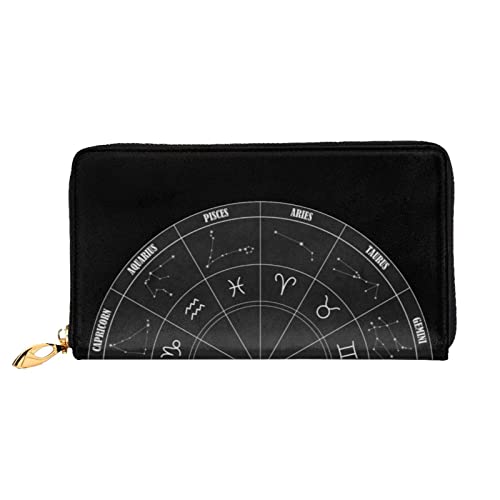 DANLIM Zodiac Constellation Space Damen Leder Geldbörse Handtasche Kartentasche Reißverschluss Geldbörse, Schwarz, Einheitsgröße von DANLIM