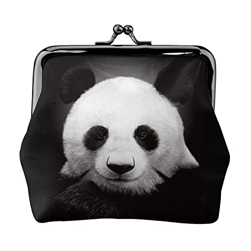 Danlim Damen Leder Münzbörse Vintage Kleine Geldbörse Geldbeutel Bargeld Tasche mit Kiss Lock Niedlich Schwarz Weiß Panda, Schwarz, Einheitsgröße, Neutral von DANLIM