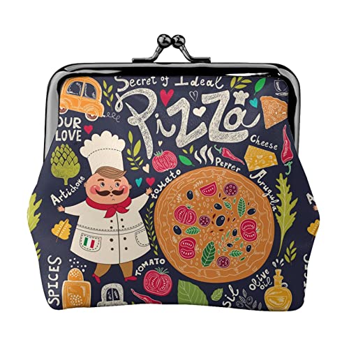 Danlim Mode Leder Münzbörse Vintage Kleine Geldbörse Kartenpaket Bargeld Tasche Chef Pizza Schwarz Einheitsgröße Neutral, Schwarz , Einheitsgröße, Neutral von DANLIM