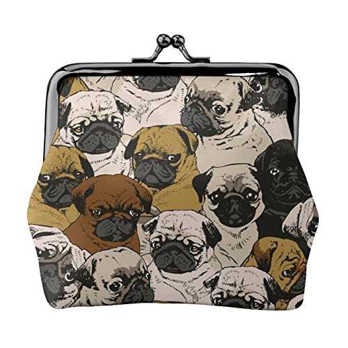 Danlim Mode Leder Münzbörse Vintage Kleine Geldbörse Kartenpaket Bargeld Tasche Imagen De Pug, Schwarz, Einheitsgröße, Neutral, Schwarz , Einheitsgröße, Neutral von DANLIM