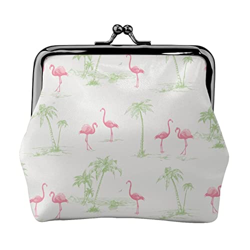 Danlim Mode Leder Münzbörse Vintage Kleine Geldbörse Kartenpaket Bargeld Tasche Rosa Flamingos Schwarz Einheitsgröße Neutral, Schwarz , Einheitsgröße, Neutral von DANLIM