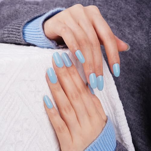 DANNI & TONI Gel-Nagelstreifen, halbgehärtet, Arktis, einfarbig, weich, selbstklebend, (Azurhorizont), UV-/LED-Lampe erforderlich, Nagellackstreifen in Salon-Qualität, Maniküre-Aufkleber-Set, 28 Stück von DANNI & TONI