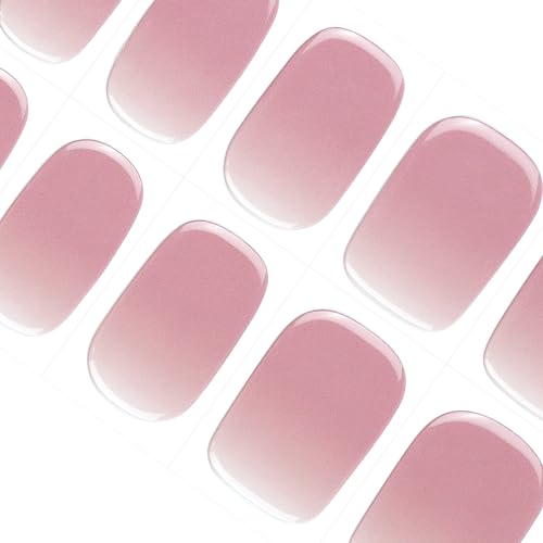 DANNI & TONI Halb ausgehärtete Gel Nagelfolien (Aglaia) Hell Rosa und Weiß Abstufung Ombre Glänzend Gel Nagel Aufkleber, Halbgehärtete Nagelfolie Nagelsticker Wraps 28 Aufkleber von DANNI & TONI