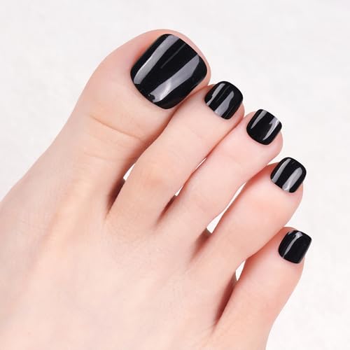 DANNI & TONI Halb ausgehärtete Gel Nagelfolien (Black panther) Schwarz Einfarbig Glänzend Gel Nagel Aufkleber, Pedi Wraps Fußnägel Nagelfolie Pediküre Wraps 37 Aufkleber von DANNI & TONI