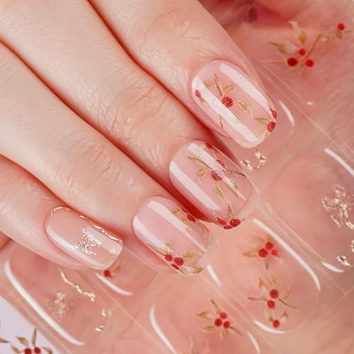 DANNI & TONI Halb ausgehärtete Gel Nagelfolien (Blossom) Schmetterling Blattgold Rote Bohnen Glänzend Nagelset uv Gel Nagelfolie Nageldesign Selbstklebend Wraps 28 Aufkleber von DANNI & TONI