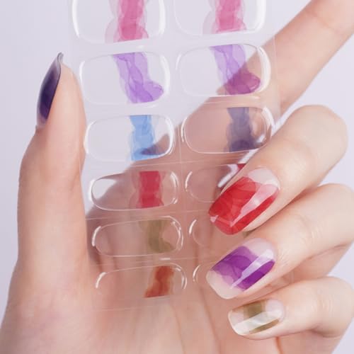 DANNI & TONI Halb ausgehärtete Gel Nagelfolien (Celestial Flow) blenden Farbmischung Transparent Glänzend Nagelset uv Gel Nageldesign Selbstklebend Wraps 28 Aufkleber von DANNI & TONI