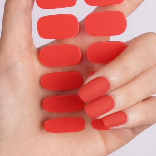 DANNI & TONI Halb ausgehärtete Gel Nagelfolien (Flamingo Matt) Orange matt Glänzend Nagelset uv Gel Nagelfolie Nageldesign Nagelfolie Selbstklebend Wraps 31 Aufkleber von DANNI & TONI