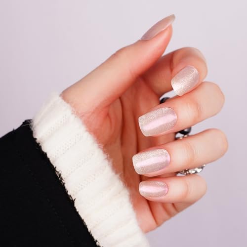 DANNI & TONI Halb ausgehärtete Gel Nagelfolien (Flickering) Silber Katzenauge Glänzend uv Gel Nagelfolie Nagelsticker Nageldesign Nagelfolie Selbstklebend Wraps 28 Aufkleber von DANNI & TONI