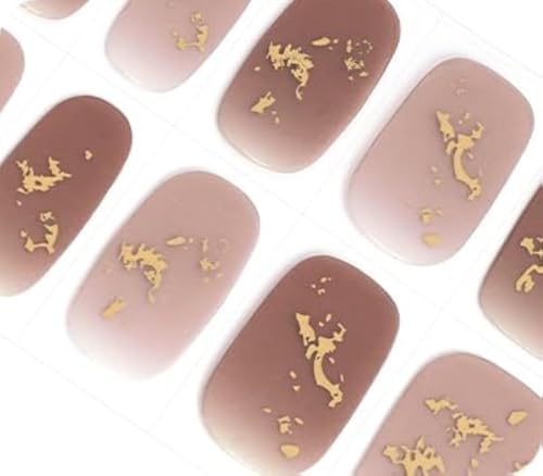 DANNI & TONI Halb ausgehärtete Gel Nagelfolien (Flying Clouds) Erdfarben gelb-braun Gold-Glitzer Glänzend uv Gel Nagelfolie Nagelsticker Nageldesign Nagelfolie Selbstklebend Wraps 28 Aufkleber von DANNI & TONI