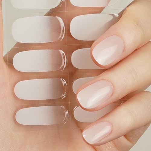 DANNI & TONI Halb ausgehärtete Gel Nagelfolien (Frosty Veil) weißer Farbverlauf Abstufung Glänzend Nagelset uv Gel Nagelfolie Nageldesign Nagelfolie Selbstklebend Wraps 28 Aufkleber von DANNI & TONI