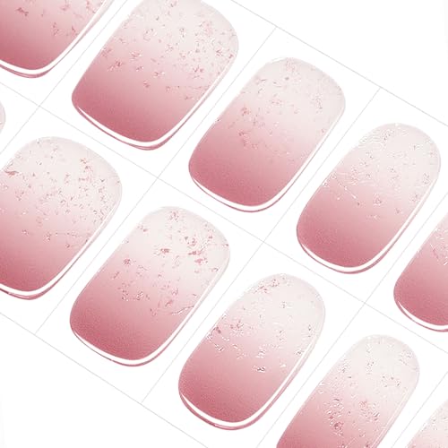 DANNI & TONI Halb ausgehärtete Gel Nagelfolien (Gilded Sunset) Rosa Silberfolie Abstufung Glänzend Nagelset uv Gel Nagelfolie Nageldesign Nagelfolie Selbstklebend Wraps 28 Aufkleber von DANNI & TONI