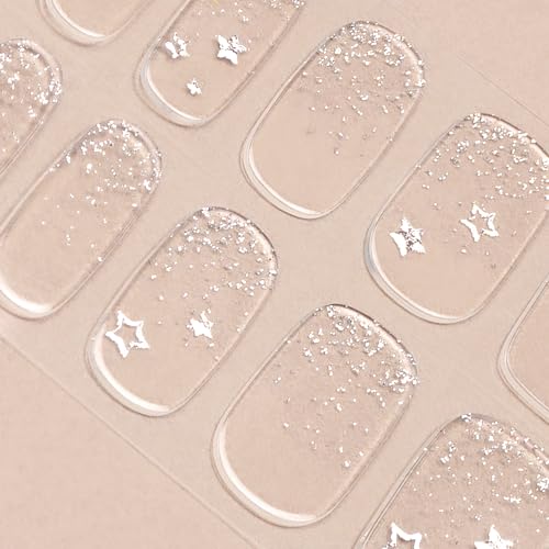 DANNI & TONI Halb ausgehärtete Gel Nagelfolien (Glee) Stern transparent Glänzend uv Gel Nagelfolie Nagelsticker Nageldesign Nagelfolie Selbstklebend Wraps 28 Aufkleber von DANNI & TONI