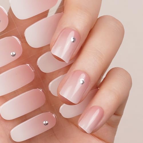 DANNI & TONI Halb ausgehärtete Gel Nagelfolien (Memory) blassrosa Farbmischung Silberpunkt Glänzend uv Gel Nagelfolie Nageldesign Nagelfolie Selbstklebend Wraps 28 Aufkleber von DANNI & TONI
