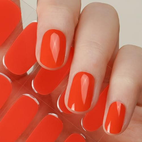 DANNI & TONI Halb ausgehärtete Gel Nagelfolien (Orange Crystal) Orange Glänzend Nagelset uv Gel Nagelfolie Nageldesign Nagelfolie Selbstklebend Wraps 28 Aufkleber von DANNI & TONI