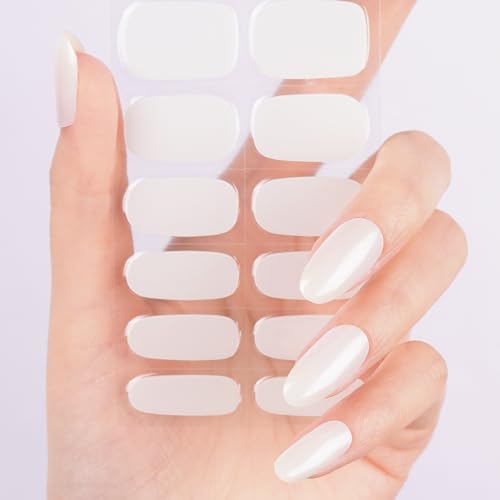 DANNI & TONI Halb ausgehärtete Gel Nagelfolien (Pearl Velocity) Spiegelweiß Glänzend Nagelset uv Gel Nagelfolie Nagelsticker Nageldesign Selbstklebend Wraps 28 Aufkleber von DANNI & TONI