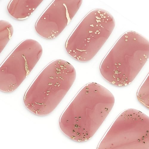 DANNI & TONI Halb ausgehärtete Gel Nagelfolien (Rose Gold) Farbmischung braun Gold-Glitzer Glänzend Nagelset uv Gel Nagelfolie Nageldesign Nagelfolie Selbstklebend Wraps 28 Aufkleber von DANNI & TONI