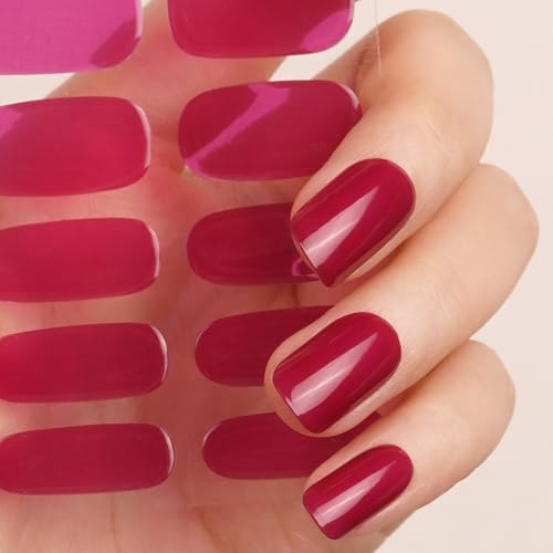 DANNI & TONI Halb ausgehärtete Gel Nagelfolien (Rosy Embrace) Pflaume Rot Einfarbig uv gel nagelfolie Nageldesign nagelfolie uv härtend Wraps 28 Aufkleber von DANNI & TONI