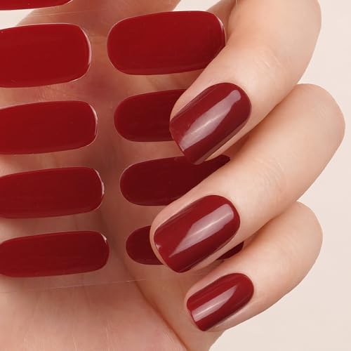 DANNI & TONI Halb ausgehärtete Gel Nagelfolien (Ruby Reverie) Rot Rötlichbraun Einfarbig uv gel nagelfolie Nageldesign nagelfolie uv härtend Wraps 28 Aufkleber von DANNI & TONI