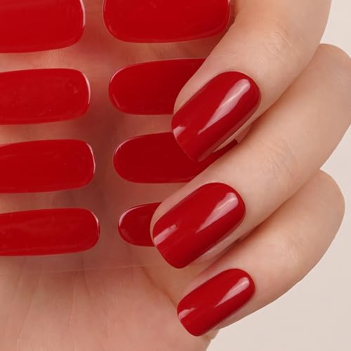 DANNI & TONI Halb ausgehärtete Gel Nagelfolien (Scarlet Delight) Scharlachrot uv gel nagelfolie Goldglitzer Nageldesign nagelfolie uv härtend Wraps 28 Aufkleber von DANNI & TONI