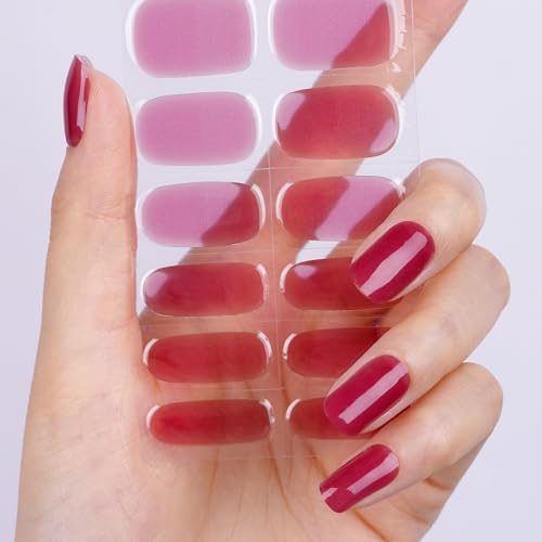 DANNI & TONI Halb ausgehärtete Gel Nagelfolien (Sheer Cherry) Transparenter Lachs-Ton uv Gel Nagelfolie Nagelsticker Nageldesign Selbstklebend Wraps 28 Aufkleber von DANNI & TONI