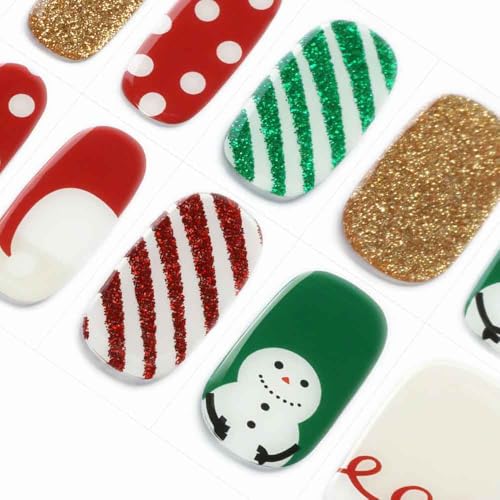DANNI & TONI uv Gel Nagelfolien (Glittering Holiday) Rot und Grün Weihnachten Weihnachtstag Schneemann Christmas Aufkleber Nagelsticker Nageldesign Nagelfolie Selbstklebend Wraps 28 Aufkleber von DANNI & TONI