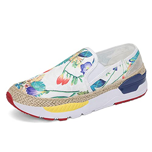 DANNTO Damen Kunst Loafers Bestickte Floral Boot Sneaker Slip-On Damen Walking Schuhe Weiß, 37 DANNTO Damen Kunst Loafers Bestickte Floral Boot Sneaker Slip-On Damen Walking Schuhe Weiß, 37 von DANNTO